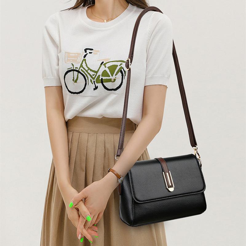 Women's Stylish Bag Soft Leather Crossbody Shoulder Bag Solid Color Premium Women's Messenger Shoulder Bag