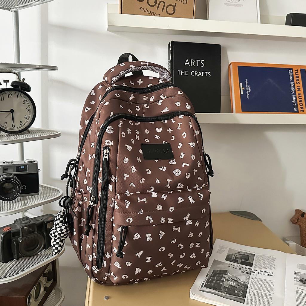 Schoolbag College Style Japanese Style Shoulder School Bag High School Boys Printed Simple Fashion Elementary School Boys Men's Lightweight Backpack