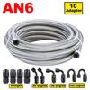10FT 3M AN6 AN8 Car Fuel Hose Oil Gas Cooler Hose Line Pipe Tube Stainless Steel Braided Inside CPE Rubber + 10 End Adapters