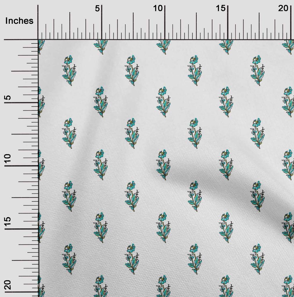 oneOone Bavlněný popelín keprový tmavě modrozelený látka listy & květinový blok šatová látka potištěná látka na metr 56 palců