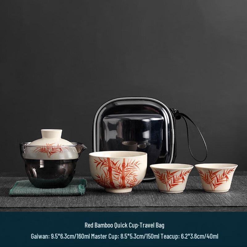 Ink Wash Hand-painted Travel Tea Set