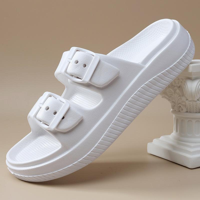 Soft Sole Eva Cloud Slippers Women  Summer Pillow Sandals Woman Slides Double Buckle Flat Heels Non Slip Home Flip Flops