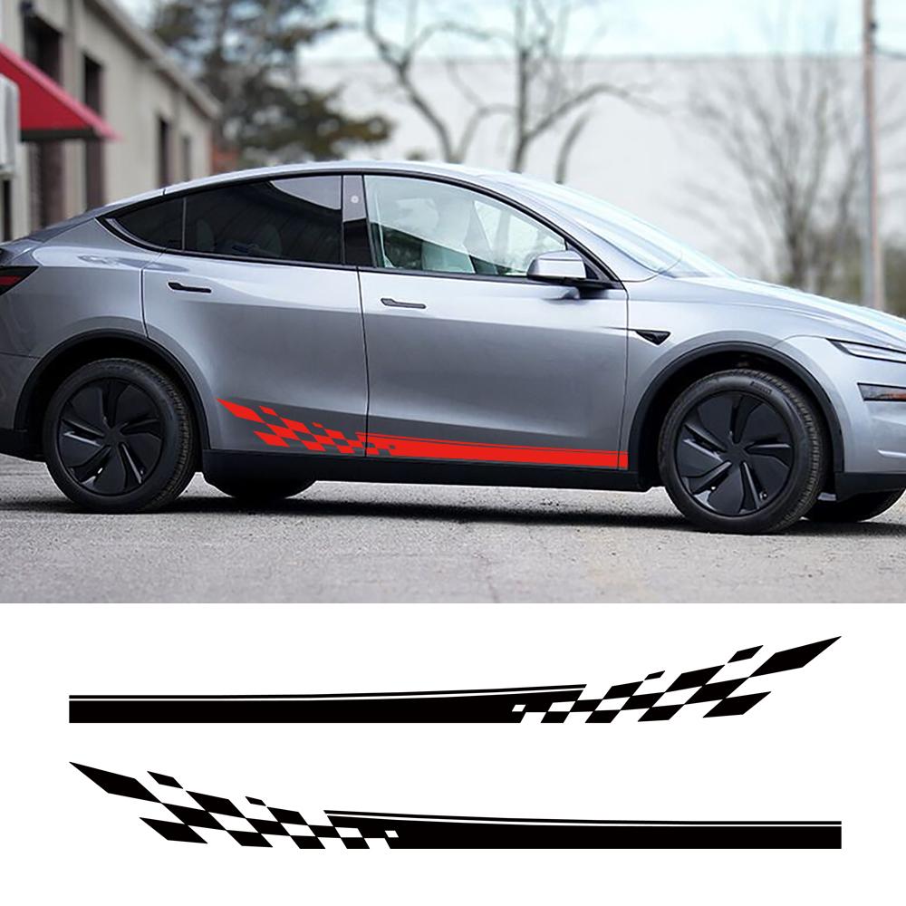 Car Vinyl Side Decals for Tesla Model Y Body Side Sticker Stripes Racing Style Decor Decal Modification Stickers 2Pcs