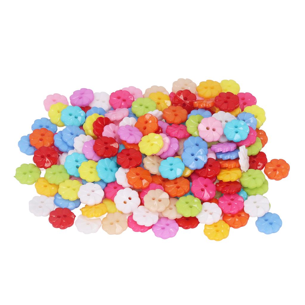 200Pcs Flower Buttons Colorful Vivid Colors Durable Plastic Wide Application Craft Buttons for Clothing Bag DIY