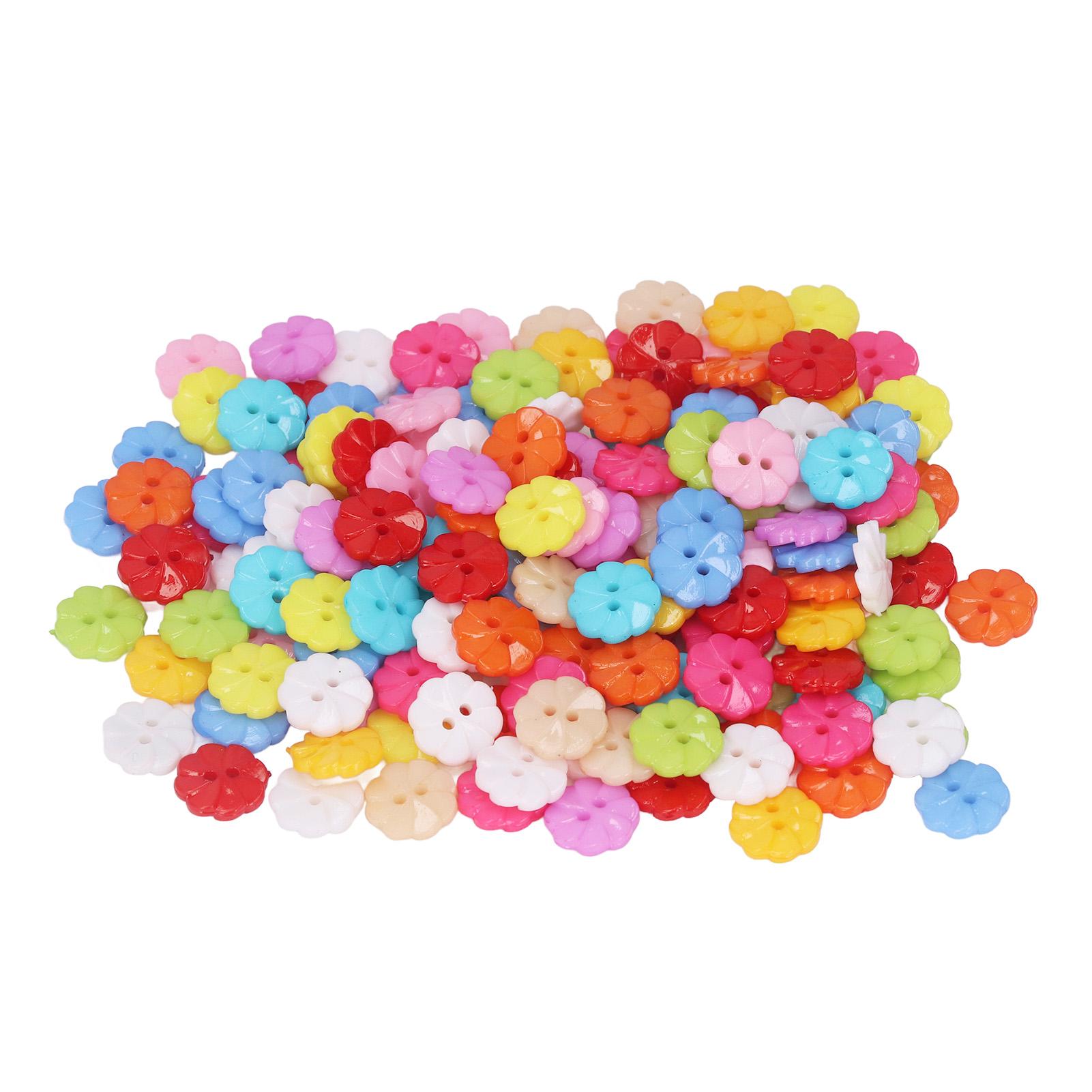 

200Pcs Flower Buttons Colorful Vivid Colors Durable Plastic Wide Application Craft Buttons for