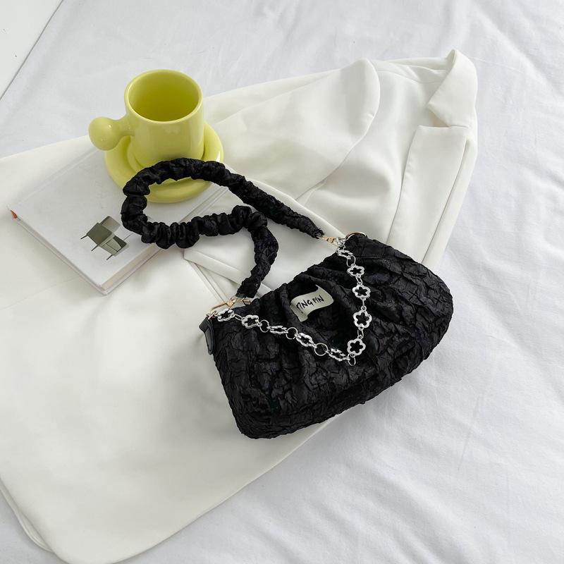 Flower Pleated Cloud Bag Women's Bag Summer New Temperament Chain Shoulder Bag Fashion Messenger Cloth Bag Bag