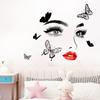 Beauty Female Face Wall Sticker Decal Beauty Studio Wallpaper Cosmetic Makeup Wall Art Sticker Mural Removable Salon Decoration