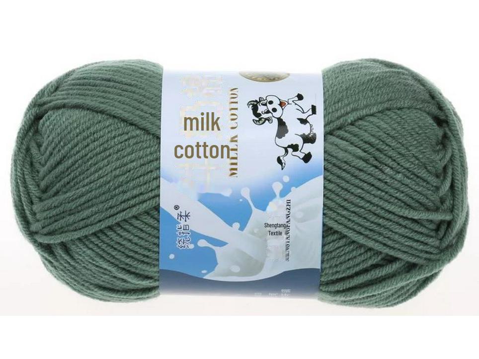 5-Strand Milk Cotton Baby Wool Hat & Scarf Hand-Woven Medium-Thick Yarn Set