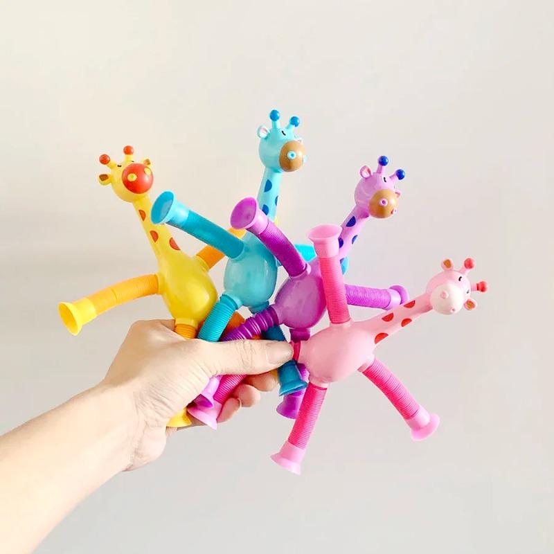 1Pcs Suction Cup Retractable Giraffe Toy With Versatile Shapes Glowing And Relaxing Fun And Stress Relieving Toy Gift