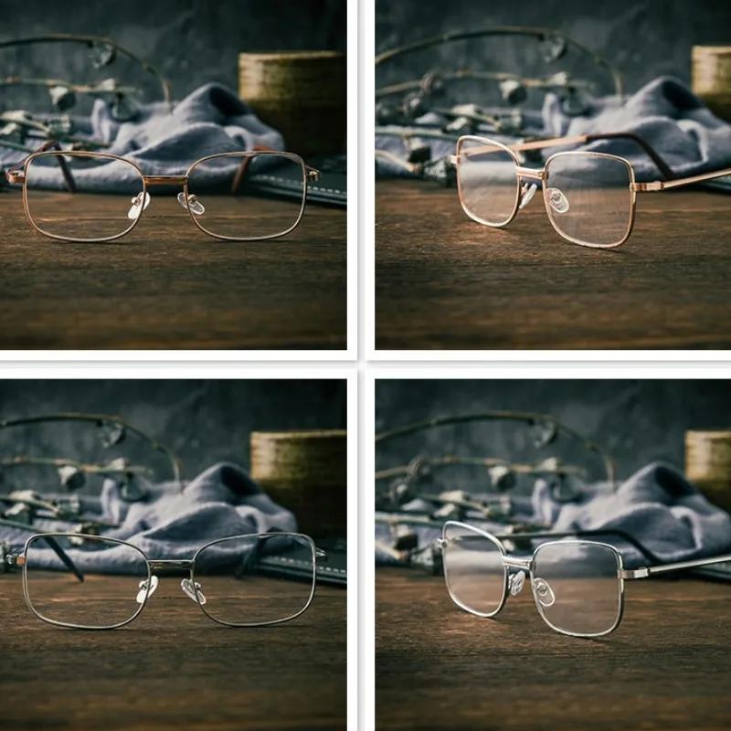 Anti-Blue Light Blocking Fashion Reading Glasses Full-Frame Metal Eyewear HD Ultra Light Portable Eyewear for Men Women