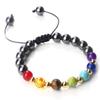 Adjustable Multicolor Beaded Bracelet with Volcanic Stone and Copper Alloy Beads