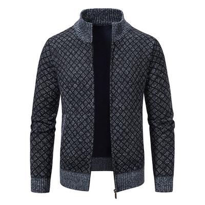 Men'S Knitted Sweater Jacket Stand-Up Neck Slim-Fit Sweater Men'S Zipper Cardigan Men'S Jacket