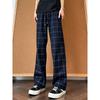 Spring and Autumn Plaid Corduroy Pants Men's American High Street Straight Loose Micro-pull Pants Show Legs Student Casual Sweatpants