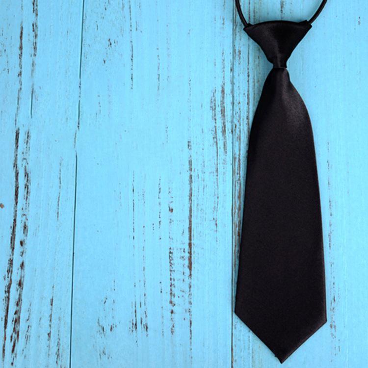 Elastic Silk Tie: Simple, Solid Color, Lazy Man's Design for Kids