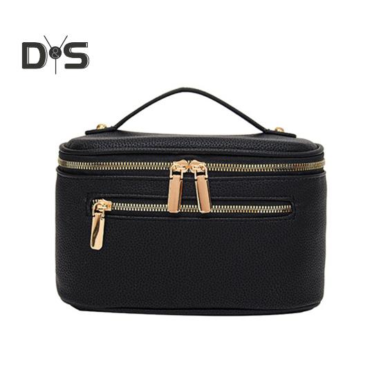 Bolsa de cosméticos, estojo de maquiagem com alça, grande capacidade, fecho de zíper, leve, portátil, bolsa de higiene pessoal para viagem