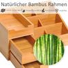 Desk Organiser Holder, Bamboo Multi-Function Storage Caddy with 7 Storage Compartments and 2 Drawers for Home Office Stationary Supplies