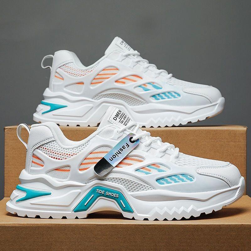 Summer Men's Shoes New Breathable Mesh Sports Shoes Men's Trend Versatile Platform Casual Running Dad Shoes