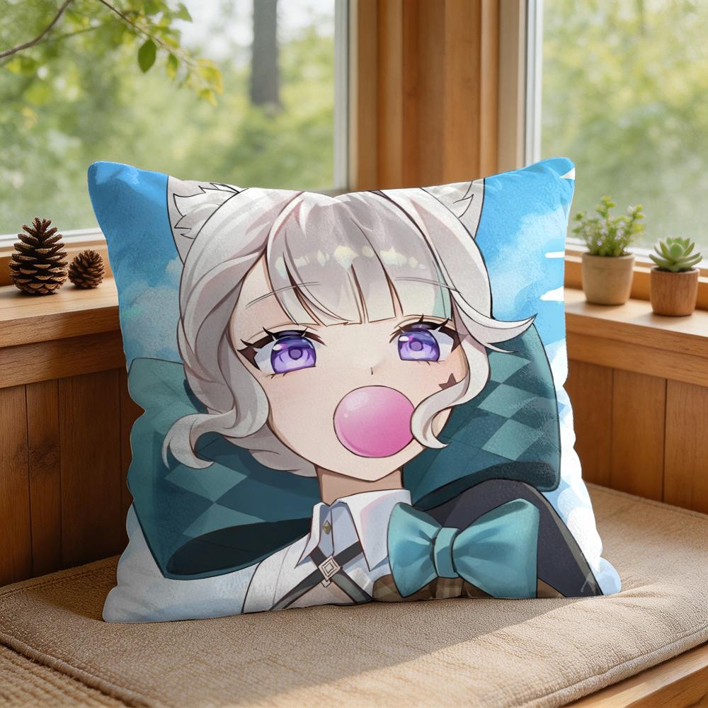 Lynette Genshin Impact Cute Cushion Cover Square Short Plush Pillow Case Living Room Sofa Home Decor Funda X