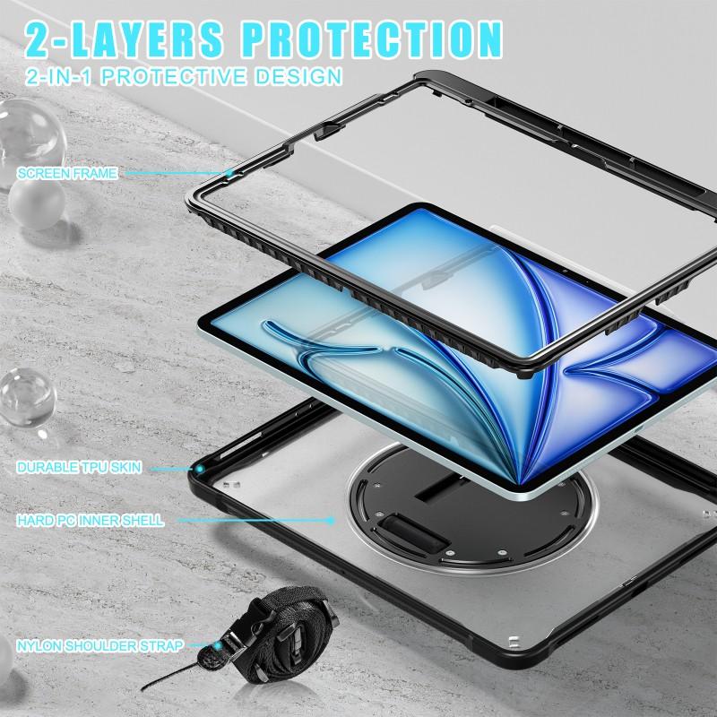 IPad Air 13 Hülle mit drehbarem Handgriffständer Stoßfest Vollabdeckung Pro 11 M4 Schlanke Matte Schutzhülle