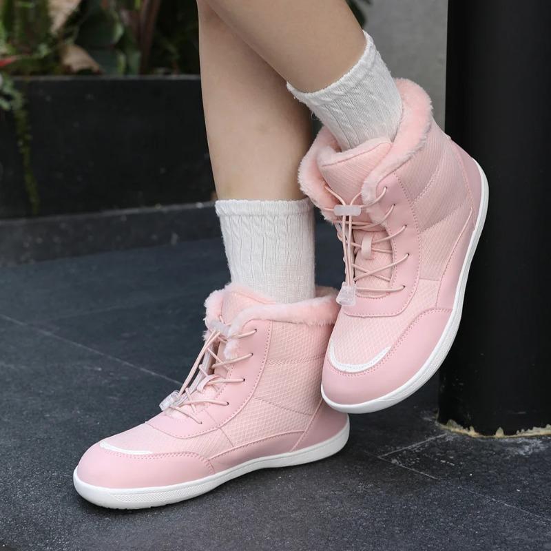 Fashion Women's Winter Snow Boots Fur Lined Barefoot Boots Wide Toe Box Ankle Booties Walking Boots Outdoor with Plush Cotton Shoes