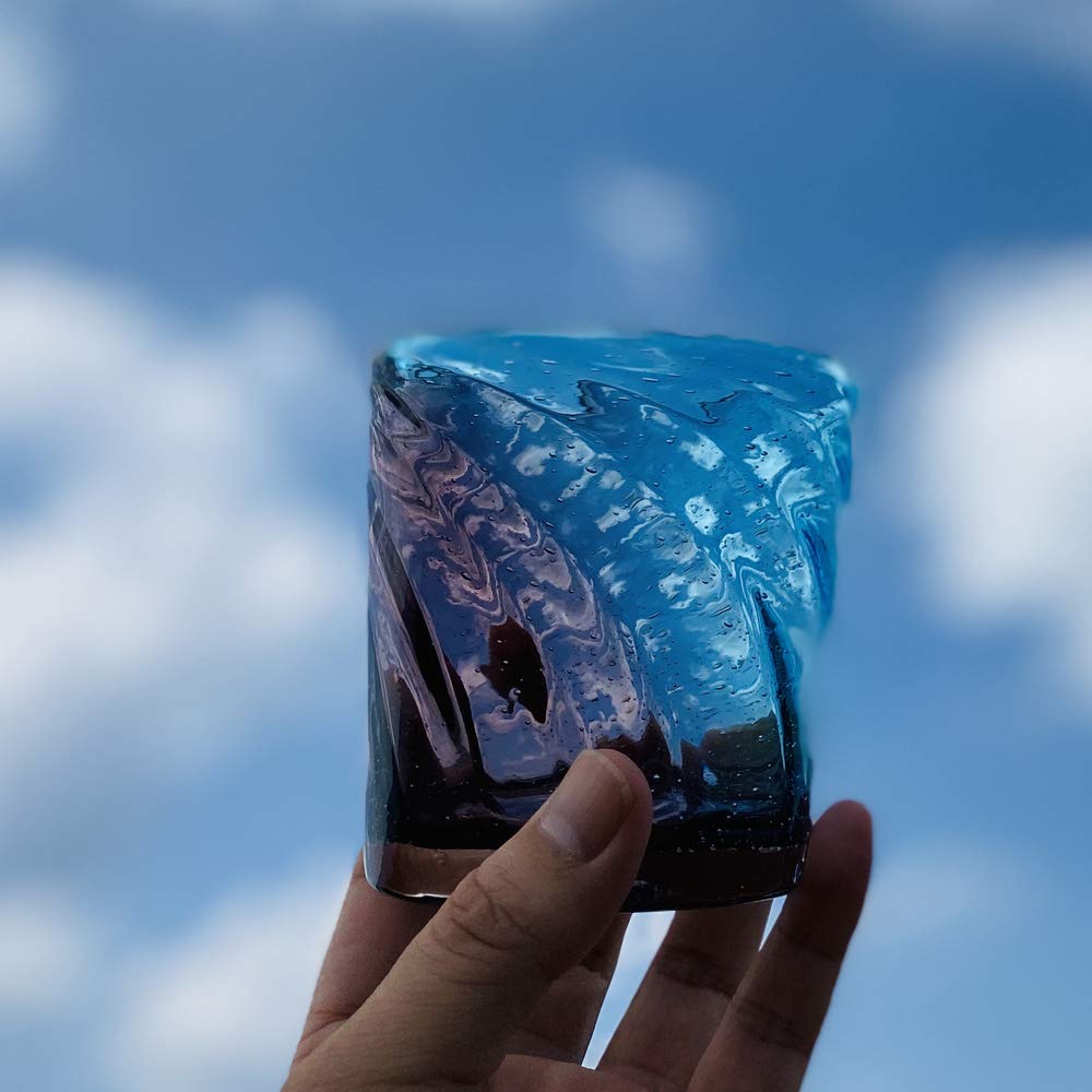 Kubakasaya Ryukyu Glass Rocks Okinawa Churaumi Rocks Purple X Cold Tea Cup Glass, Souvenir, Glass, Blue, Glass,
