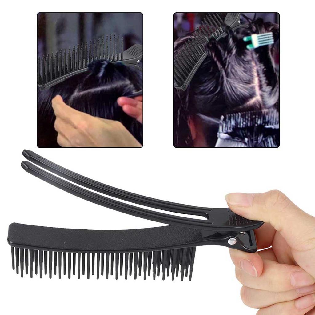 2Pcs Hair Styling Clip Salon Sectioning Hairpin Hairdressing Partition Clip Hairgrip Tool Black