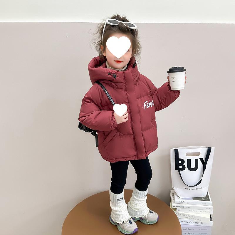 

2025 Fashionable Girls Thickened White Duck Down Winter Jacket 110cm красный