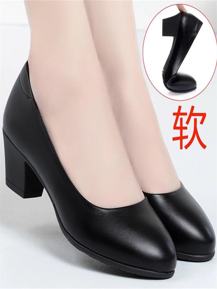 Spring Work Shoes Black Professional Women High Heels Shoes Pumps Low-heeled Office Career Formal Women Shoes