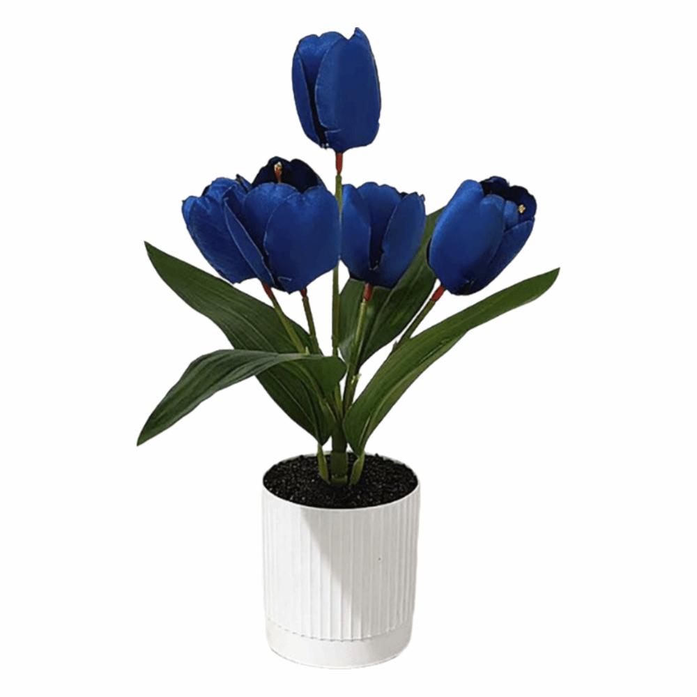 3/5 Heads Artificial Tulip Flower Bonsai Multicolor White Flowerpot Simulation Flower Bonsai Photo Props Faux Flower Potted Gift