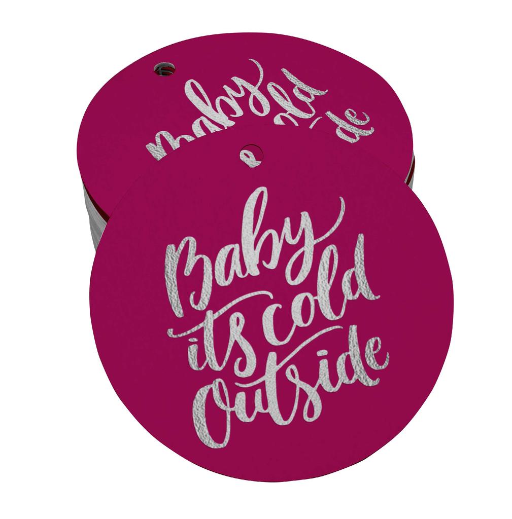 Inkdotpot Real Gold Foil Baby It's Cold Outside Baby Shower Tags Favor Hang Paper Tags 100