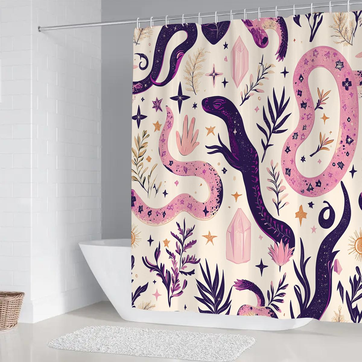 

1pcs Exquisite Snake Shower Curtain, Polyester with Hook, Braided, Fashionable Bathroom Decorative Pattern Curtain 90X180cm