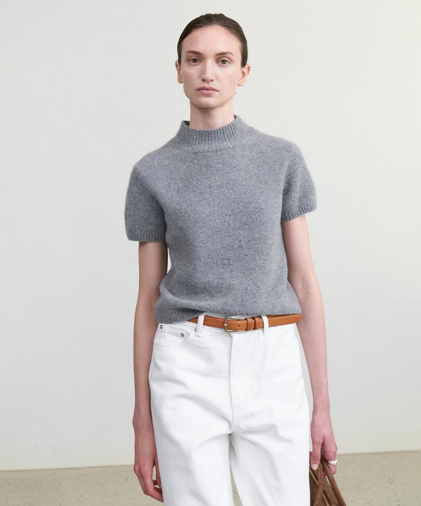 STEP AROUND Mar Crop Half Knit_M/Grey
