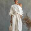 Nuovo Completo Casual Largo a Gamba Larga con Top e Pantaloni a Lanterna