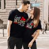 Lovers Valentine's Day Love Printed Trendy High Street Fashion Short Sleeve Casual Versatile Loose Cotton Short Sleeve Top T-Shirts Unisex