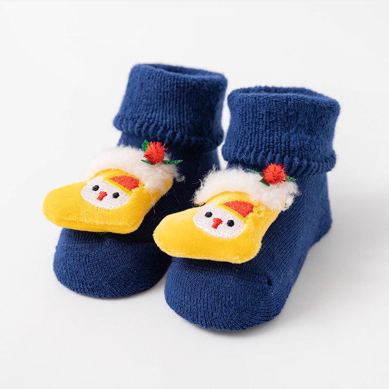 Christmas Infant Non-Slip Cotton Socks: Thick Terry Fruit Doll Design for Newborns