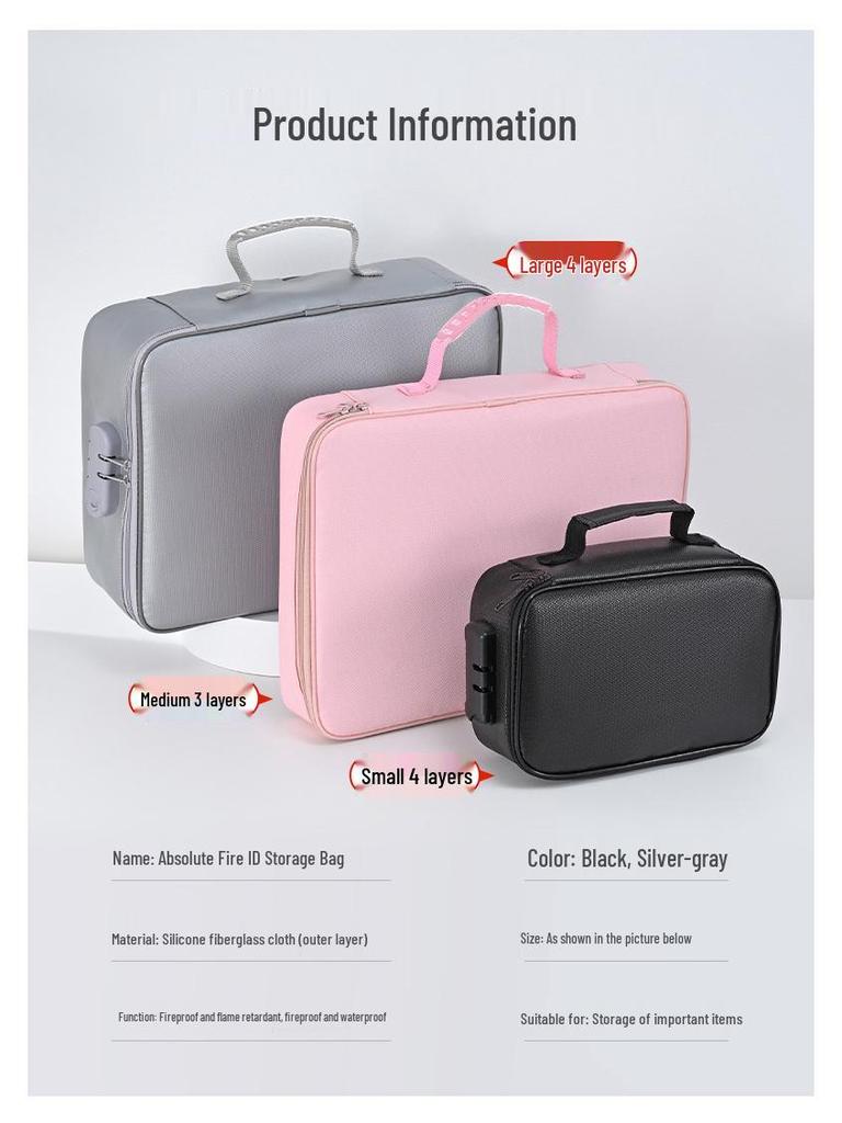 Fireproof & Waterproof Large-Capacity Document Storage Bag