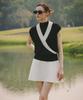 OBER GOLF Color Block Wrap Sleeveless Knit (Black)