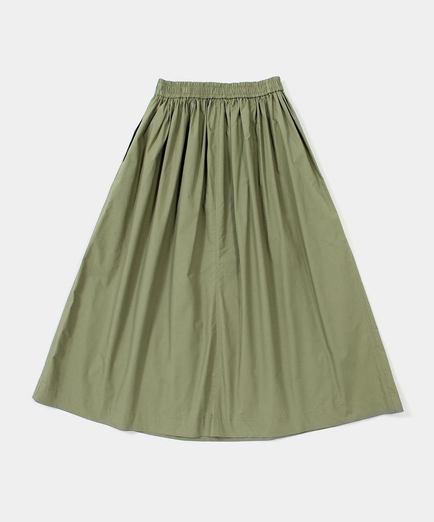 COLUMBIA UNIVERSITY All-Round Pleats Cotton Long Skirts Khaki
