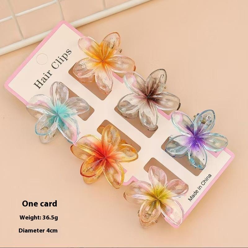 3Pcs/Set Sweet Flower Colroful Gradient Hair Claws Ponytail Cip Clamp Barrettes Hairpins For Women Girl Beach Hair Accessories