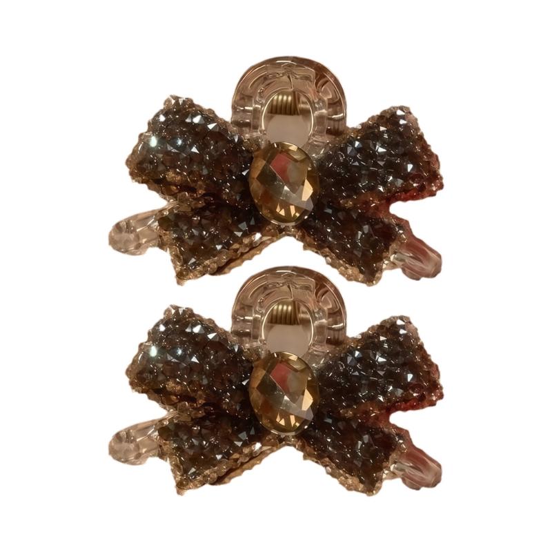 2PCS Rhinestones Bowknot Hair Clip for Women Girl Special Event and Casual Wear Enhancing Outfit Hair Styling Hair Claw