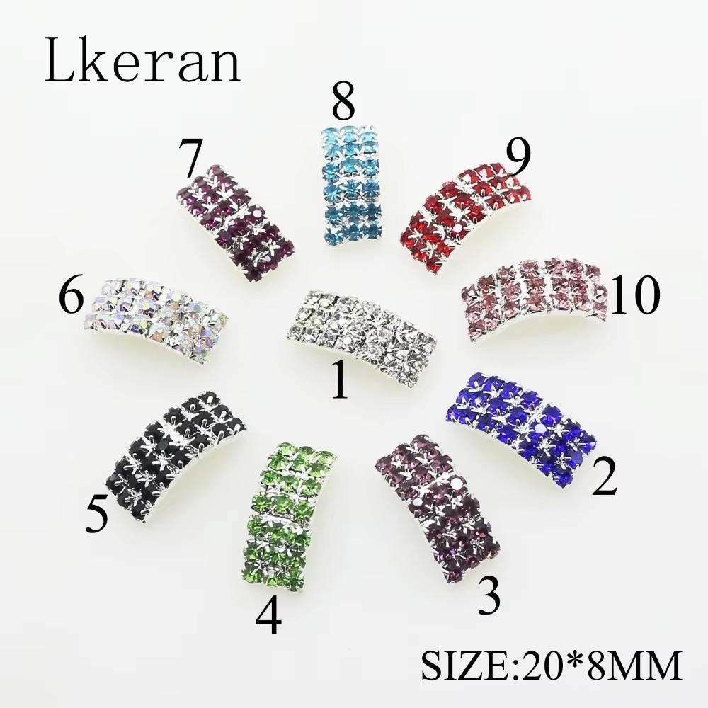 New 10Pcs/set 20mm*8mm Arched Rhinestone Buckles Diamond Buttons Plated Silver Square Invited To the Wedding Ribbon Slider