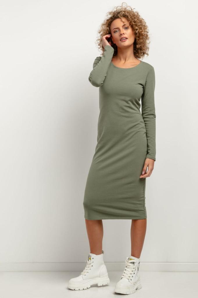 Simple sweatshirt dress T377 light beige