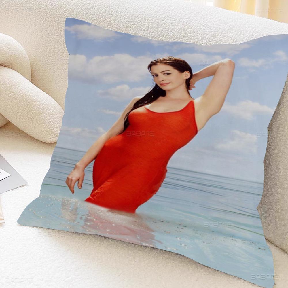 A-anne H-hathaway Pillow Gift Home Office Decoration Bedroom Sofa Car Cushion Cover Case 45x45
