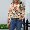 Women's Fashion Casual Three-quarter Sleeve Floral Print Round Neck Pullover Top