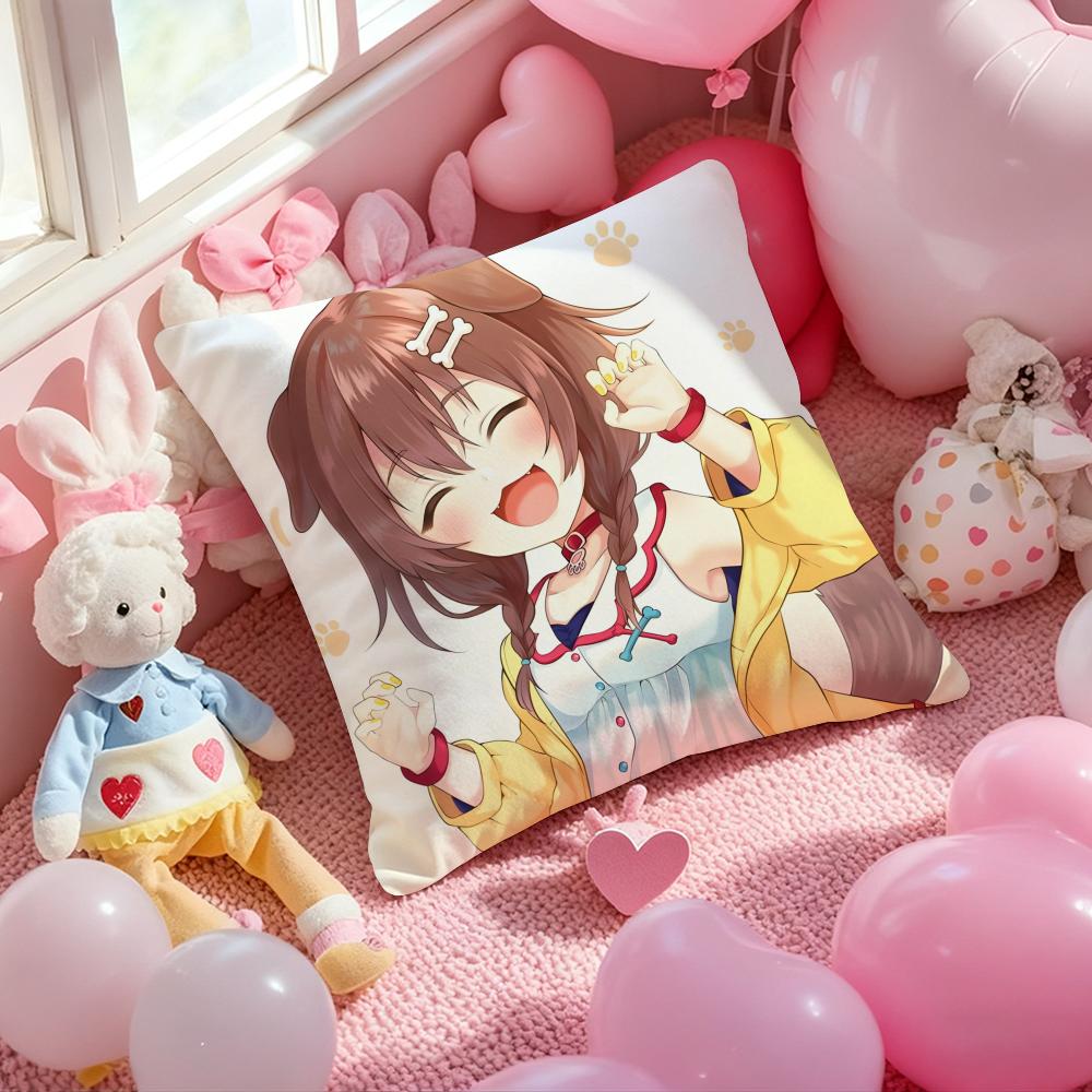 Anime Singer INUGAMI KORONE Cushion Cover Pattern Printed Pillowcase for Living Room Sofa Cushion Cover & Bedroom Decor
