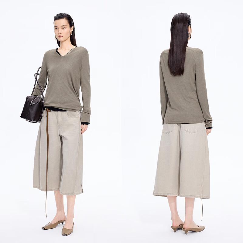 JNBY 2026 Spring V-Neck Wool Blend Pullover Sweater