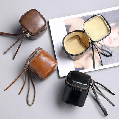 Moda Portamonete Quadrato Piccolo di Alta Qualità Retro Pelle Porta Rossetto Astuccio Cosmetico Donna Mini Portafoglio con Cerniera Borsa Ciondolo