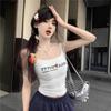 #New American Retro Design Sense Letter Sling Vest with Chest Pad Sexy Babes Slim and Thin All-match