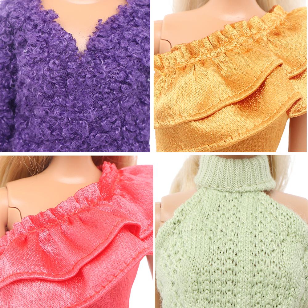 4 Pcs/Set Fashion Doll Clothes for 30cm Doll 30 Cm Girl Doll Shiny Dress Outfit + Accessories Shoes Handbag Kids Toy Gift