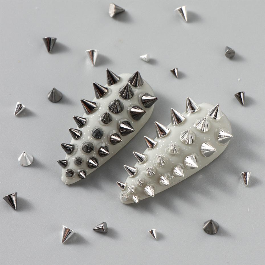 6Grids Metallic Rivet Punk Nail Charm Gold/Silver/Black Cone Spike Studs Nail Art Jewels Aolly Mini Rivet Studs Nail Supplies